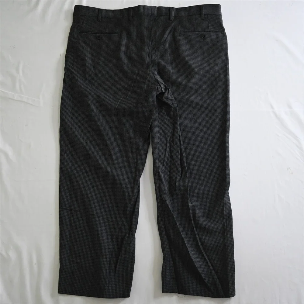 Zanella 38x28 Gray Houndstooth Devon Flat Front 100% Wool Mens Dress‎ Pants